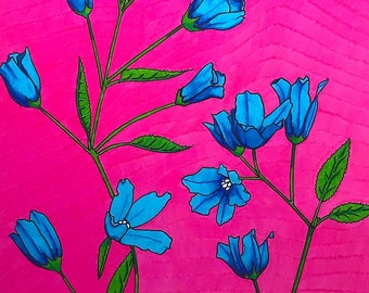 Blue & Pink (2021) | Ink on paper drawing by Robert Bohan