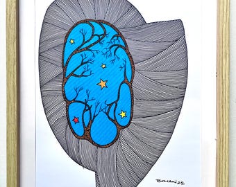 The Stars Above (2022) | Original pen & ink on paper drawing by Robert Bohan
