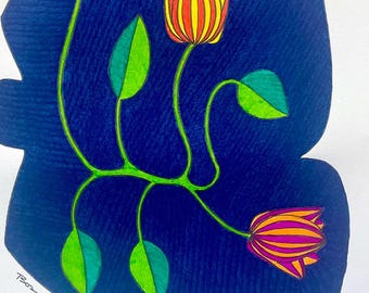 Bloomsong (2026) | Original Pen & Ink Flower Drawing | Floral Garden Art