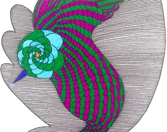 Winged Jewel (2026) | Original Pen & Ink on Paper Drawing by Robert Bohan