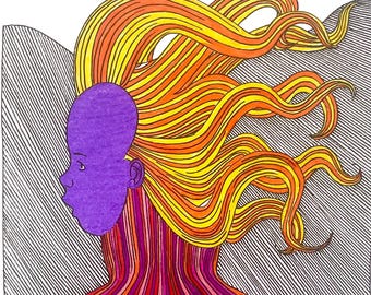 The Bravest Girl ink on paper drawing| Original by Robert Bohan (2026) Brave Girl Art Empowerment