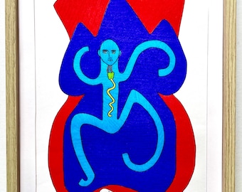 Jumping Boy (2026) | Original pen & ink on paper drawing by Robert Bohan