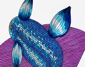 Lucky Fish — Original Celtic-Inspired Fish Drawing, Symbol of Wisdom & Good Fortune