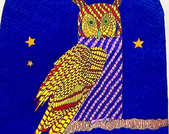 Night Owl (2026) | Original pen & ink on paper drawing by Robert Bohan artist
