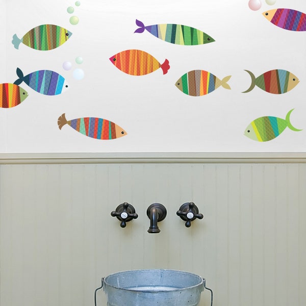 Patterned Fish Wall Stickers - Fish wall decal - Kids Decor