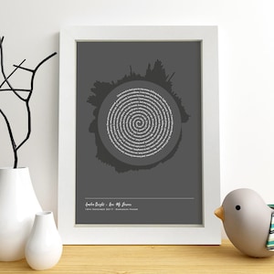 Personalised Radial Song Sound Wave Lyrics Print - Soundwave Print - Song Lyrics Print - Music gift