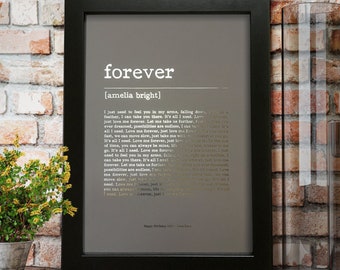 Metallic Personalised Favourite Song Print - Song Lyrics Print - Anniversary Gift - Music wall art - Foil Print