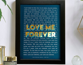 Metallic Personalised Song Title And Lyrics Print - Anniversary Gift - Wedding Song Lyrics - Foil Print