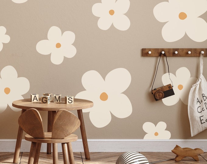 Large Flower Wall Decals Pastel Watercolor Floral Mural Big Flower Wall Large Flower Wall Decals Pastel Watercolor Floral Mural Big Flower Wall