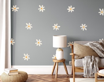 Mini Fabric Daisy Wall Sticker Set - Flower Wall Decals - Nursery Decor - Repositionable - Peel And Stick