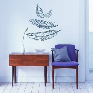 Pegatinas de pared de plumas - Decoración boho - Calcomanía de dormitorio - Arte de pared de plumas