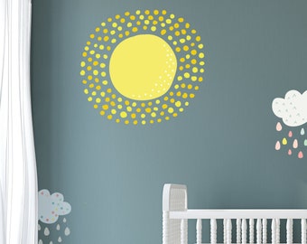 Patterned Sun Fabric Wall Sticker - Repositionable - Nursery Wall Decal - Peel and Stick