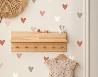 Dusky Rose Pink Fabric Heart Wall Stickers - Nursery wall decal - Boho Decor - Repositionable