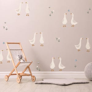 Fabric Geese Wall Sticker Set - Goose Wall Decals - Nursery Decor - Nursery Wall Stickers - Repositionable