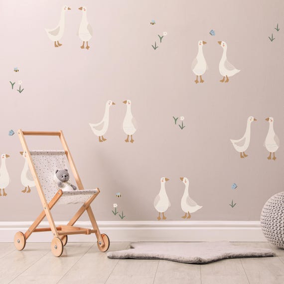 Fabric Geese Wall Sticker Set - Goose Wall Decals - Nursery Decor - Peel And Stick - Repositionable