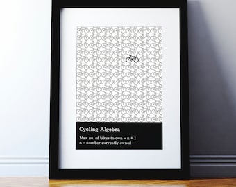 Cycling Algebra Art Print: Bike Fanatic Gift