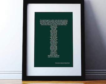 Robert Frost Poem Print: The Road Not Taken, Typographic Art