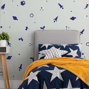 Contemporary Mini Space Wall Stickers - Nursery Wall Decor - Space Sticker Set - Rocket Wall Decals