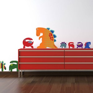 Patterned Dinosaurs Wall Stickers - Brontosaurus - Tyrannosaur - Wall Decal - Stegosaurus