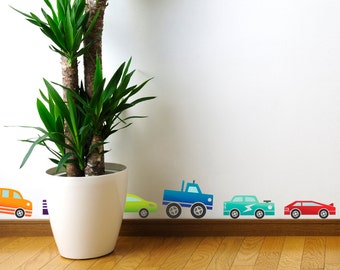 Bunte Autos Wandsticker - Kinderzimmer Wandsticker - Kinderdeko