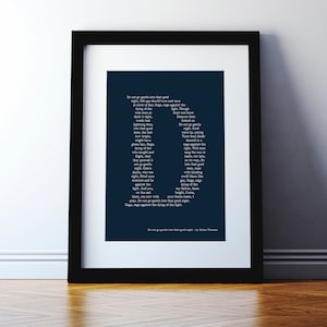 Do Not Go Gentle Into That Good Night Dylan Thomas Poem Print - Poetry Print - Graduation gift - Inspirational Print - Interstellar Print