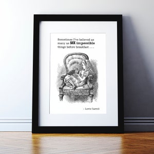 Alice In Wonderland &#39;Six Impossible Things&#39; Print - Lewis Carroll - Nursery Print - Alice poster