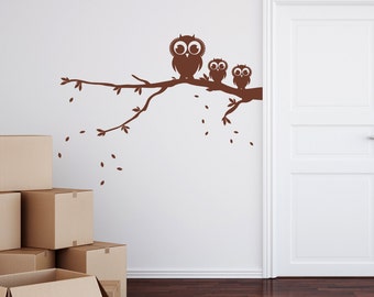 Owls on a Branch Wall Sticker - Owl wall decal - Kids Decor - Nursery sticker