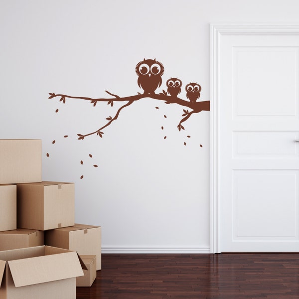 Owls on a Branch Wall Sticker - Owl wall decal - Kids Decor - Nursery sticker