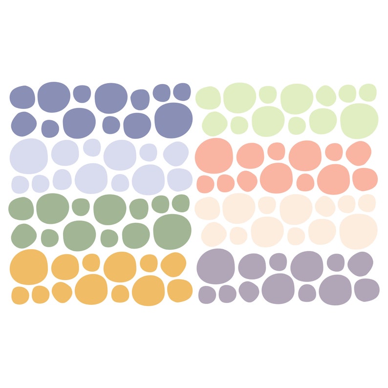 Hand Drawn Pastel Polka Dot Wall Stickers: Boho Repositionable Decals ...