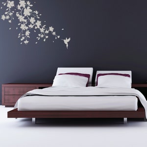 桜 ウォールステッカー : 大 110 cm x 75 cm - ハチドリ - 桜のデカール