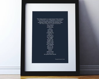 Rumi Poem Print: The Guest House, Inspirational Typography Art