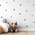 Whimsical Stars And Dots Fabric Wall Stickers: Peel and Stick Kids Nursery Decor, Removable & Repositionable