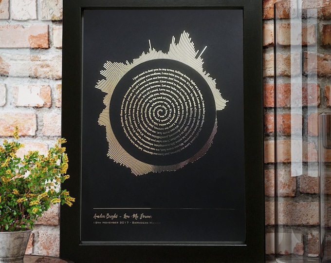 Personalized Metallic Sound Wave Lyrics Print: Song Art