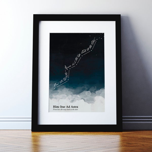 Latin Quote Print 'Hinc Itur Ad Astra' - Impression d'art - Citation inspirante - Décoration d'intérieur