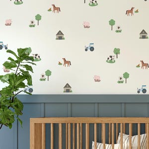 On The Farm Fabric Wall Sticker Set - Tractor Wall Decals - Farmyard Nursery Decor - Farm Wallpaper - Farm Wall Decal - Farming Stickers