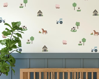 Farm Fabric Wall Stickers: Tractor, Animals, Nursery Decor