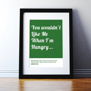 Hangry Print - Hangry definition art print - Kitchen Decor - Kitchen wall art