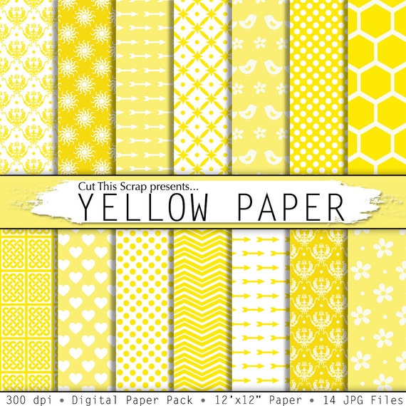 Yellow Digital Paper Yellow Papers Pack With Yellow Patterns Etsy
