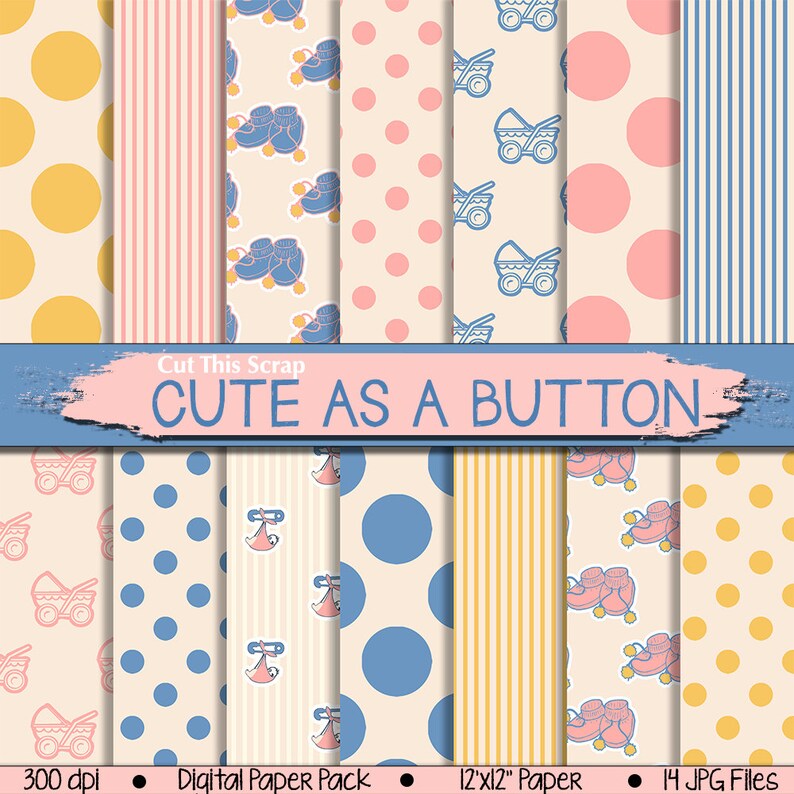 Cute Baby Digital Paper Its A Baby Paper Pack With Baby Etsy