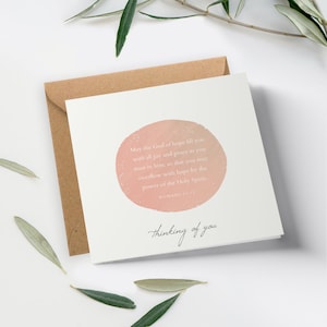 Tarjeta de Felicitación Cristiana Pensando en Ti - Que el Dios de la esperanza te llene de toda alegría y paz...