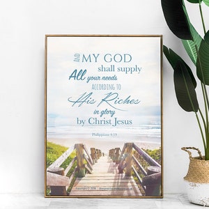 Christian Poster Wall Art Gift Philippians 4:19 A4