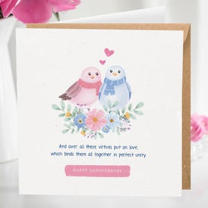 Tarjeta de felicitación del aniversario de bodas cristianas - Colosenses 3:14