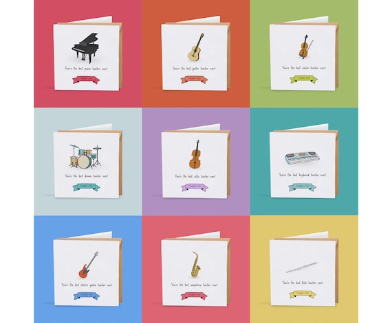 You're the Best Music Teacher! Thank You Card - Piano, Guitar