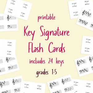 A6 Key Signature Flash Cards - inclusief 24 sleutels - gradaties 1-5