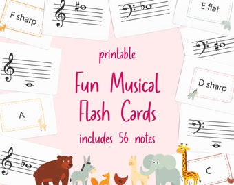 Lustige Note Benennung Musik-Karten für Musiklehrer und Schüler Sofortdownload