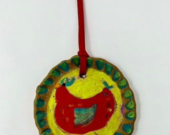 Handmade ceramic bird ornament