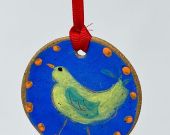 Handmade ceramic bird ornament