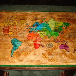 Unikat MASSIV HARTHOLZ Risk Map Couchtisch / Schreibtisch