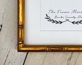Lucky Bamboo Gold Wood Picture Frame with White Mat 8x10, 9x12, 11x14, 14x16, 16x20 Standard and custom sizes available.