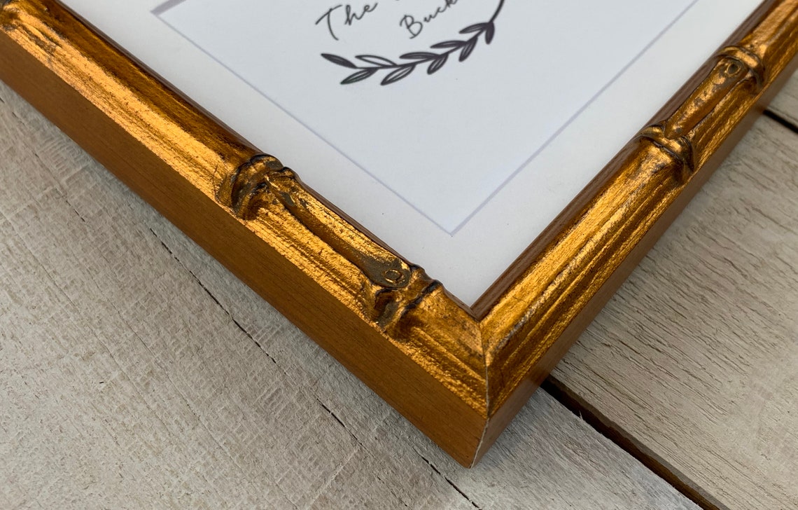 Bamboo Antique Gold Picture Frame with White Mat 8x10 9x12 Etsy
